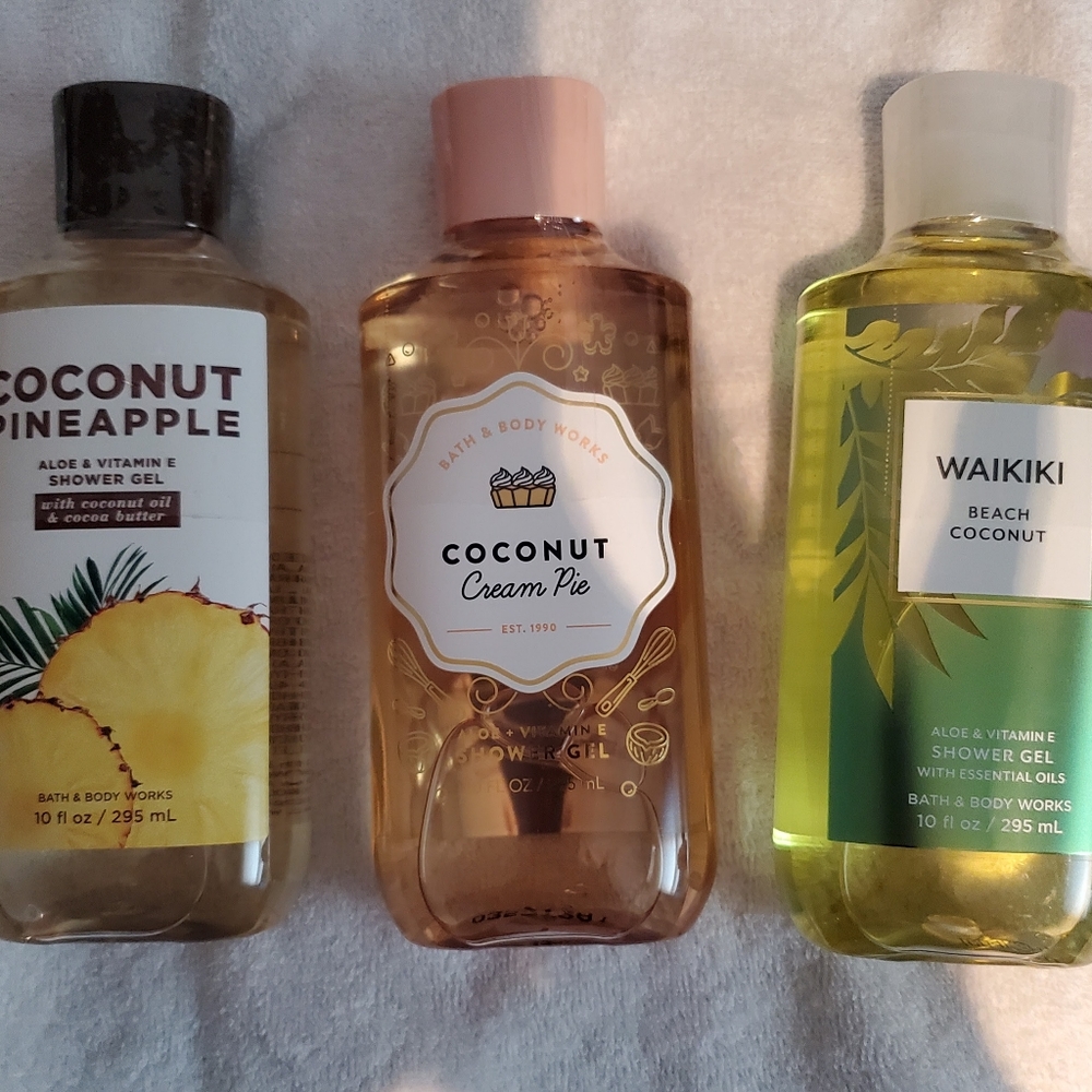 NWOT Bath and Body Works Coconut theme Shower Gel, Set of 3